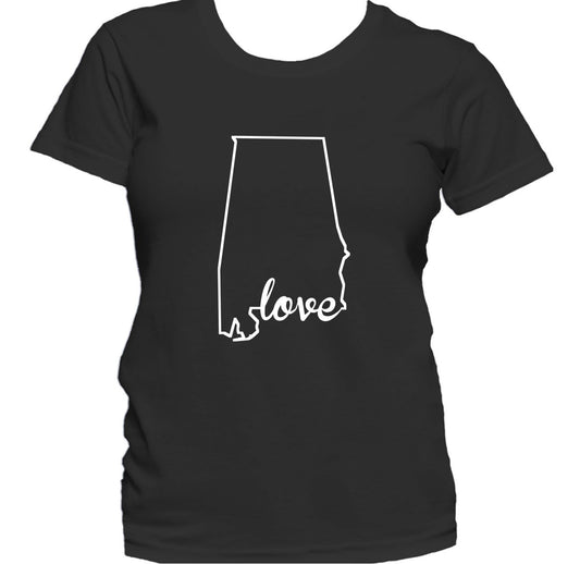 Women's Alabama Shirt - Alabama Love State Outline Women's T-Shirt