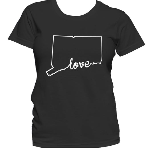 Women's Connecticut Shirt - Connecticut Love State Outline Women's T-Shirt