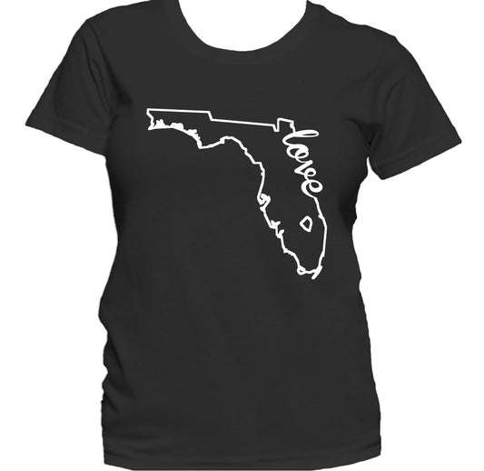 Women's Florida Shirt - Florida Love State Outline Women's T-Shirt