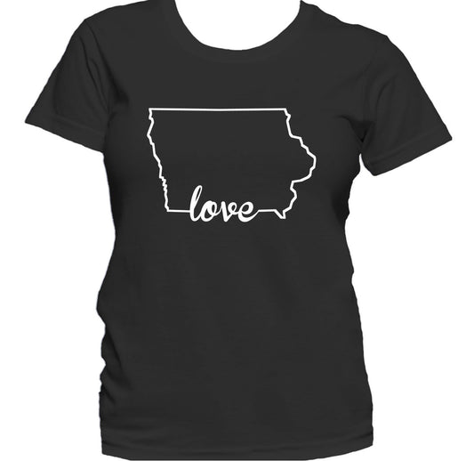Women's Iowa Shirt - Iowa Love State Outline Women's T-Shirt