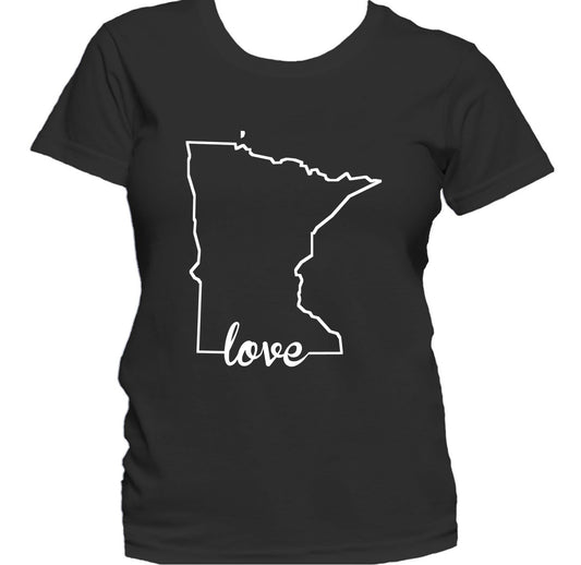 Women's Minnesota Shirt - Minnesota Love State Outline Women's T-Shirt