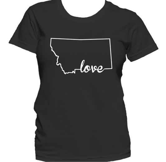 Women's Montana Shirt - Montana Love State Outline Women's T-Shirt