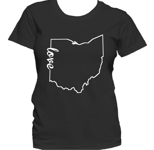 Women's Ohio Shirt - Ohio Love State Outline Women's T-Shirt