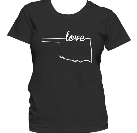 Women's Oklahoma Shirt - Oklahoma Love State Outline Women's T-Shirt