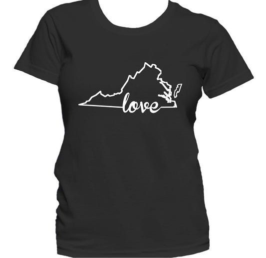Women's Virginia Shirt - Virginia Love State Outline Women's T-Shirt