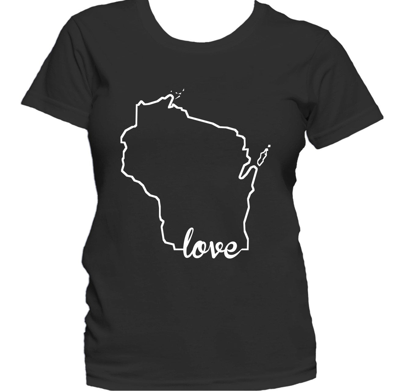 Women's Wisconsin Shirt - Wisconsin Love State Outline Women's T-Shirt