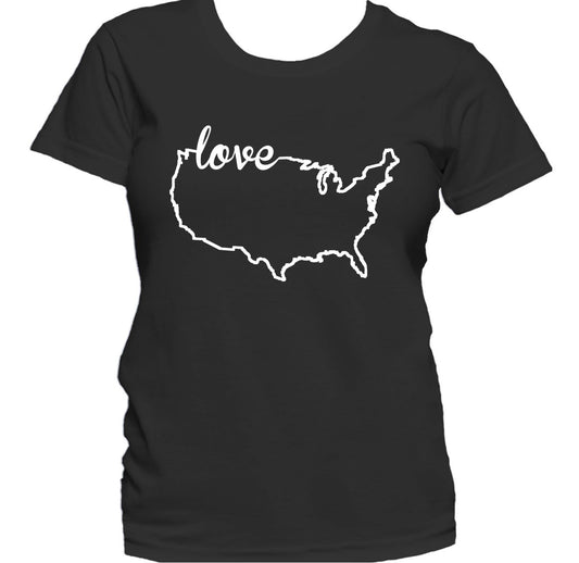 United States Love Country Outline Women's T-Shirt