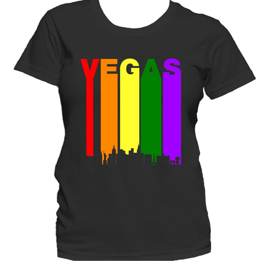 Las Vegas Nevada Skyline Rainbow LGBTQ Gay Pride Women's T-Shirt