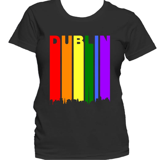Dublin Ireland Skyline Rainbow Skyline LGBTQ Gay Pride Women's T-Shirt