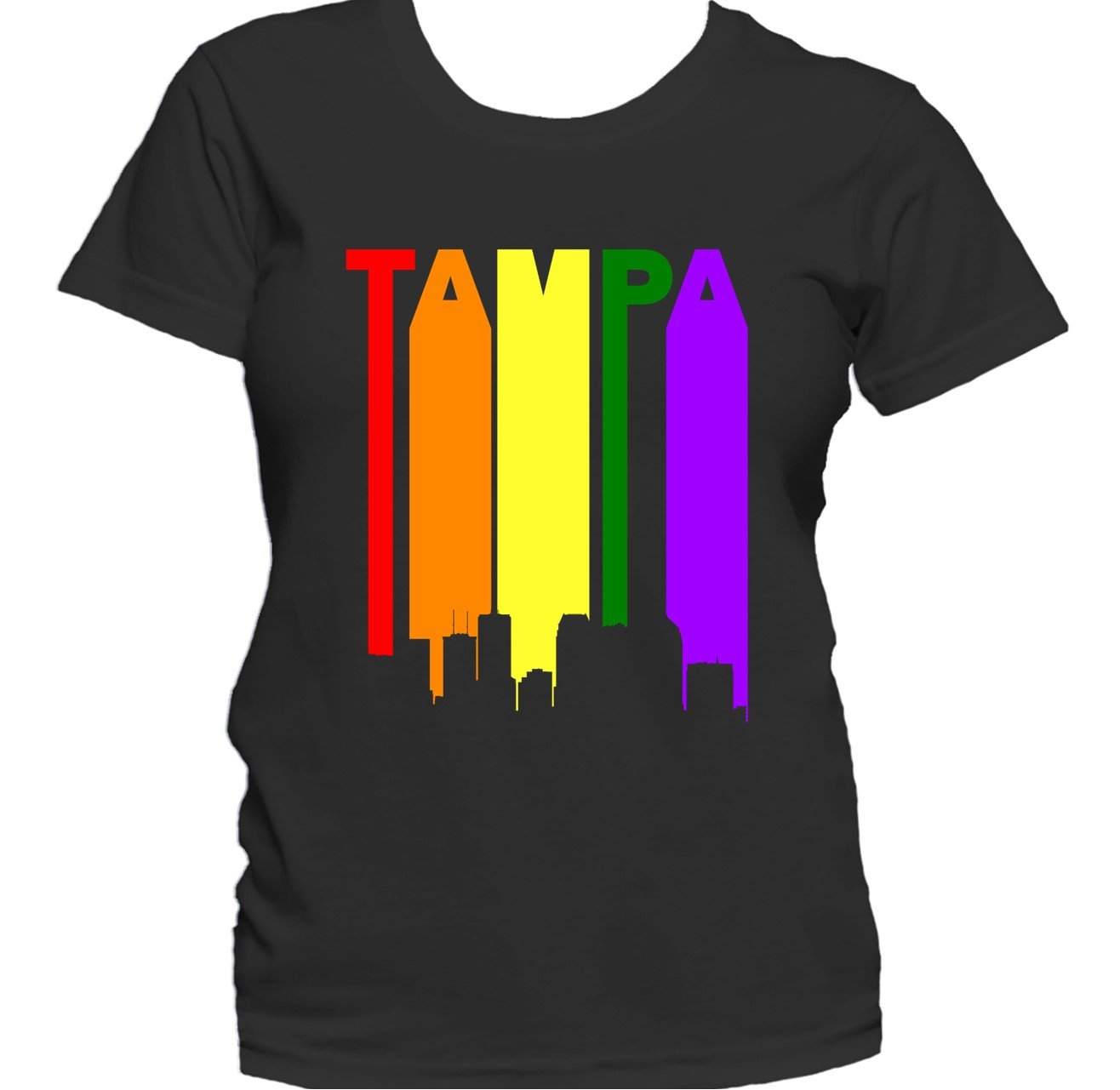 Tampa Florida Skyline Rainbow Skyline LGBTQ Gay Pride Women's T-Shirt