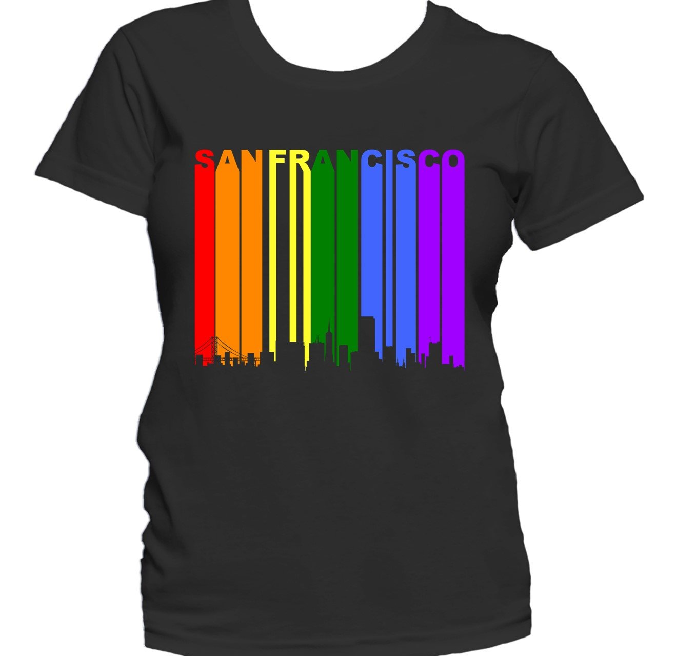San Francisco CA Skyline Rainbow LGBTQ Gay Pride Women's T-Shirt