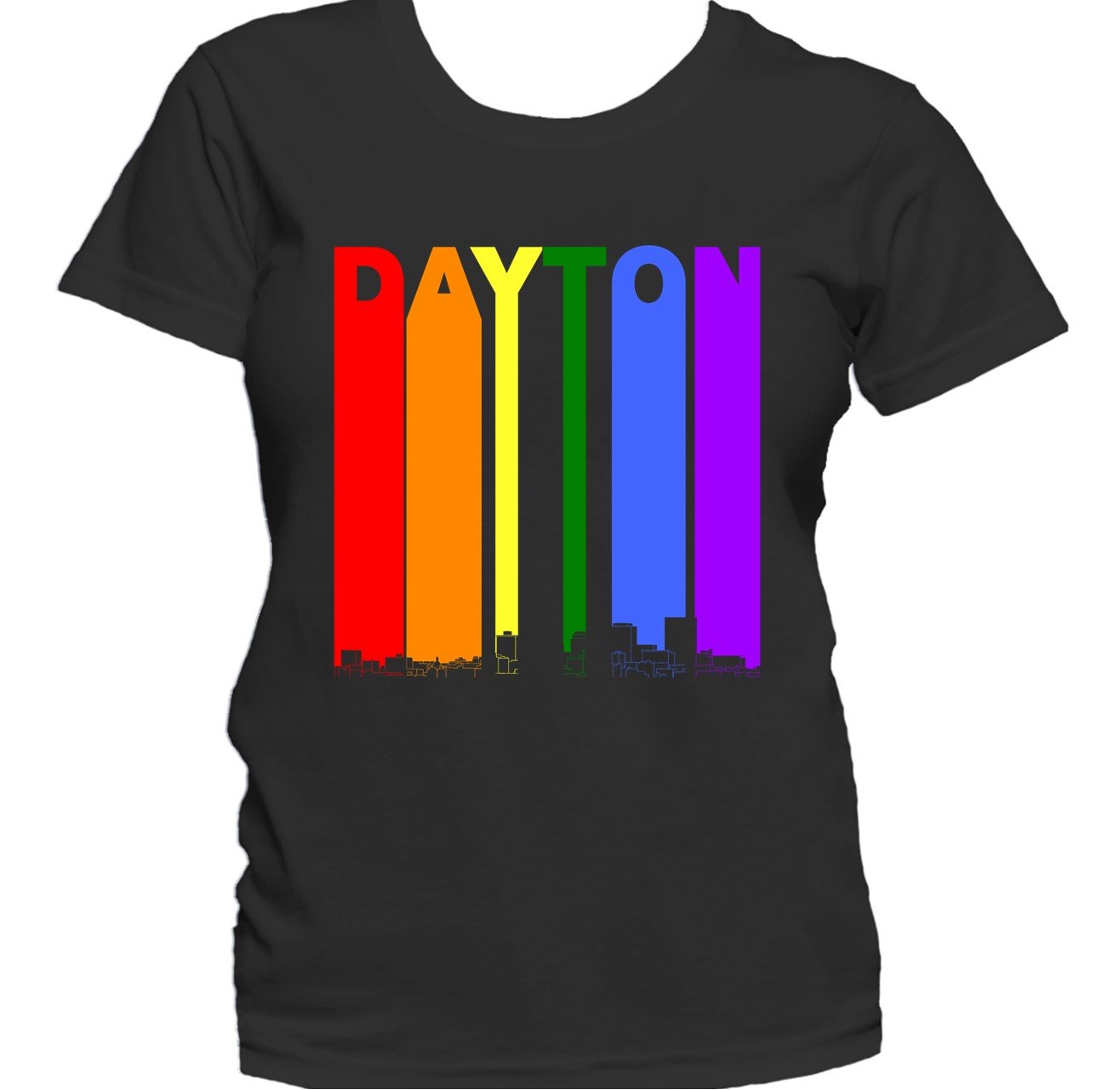 Dayton Ohio Skyline Rainbow LGBTQ Gay Pride Women's T-Shirt