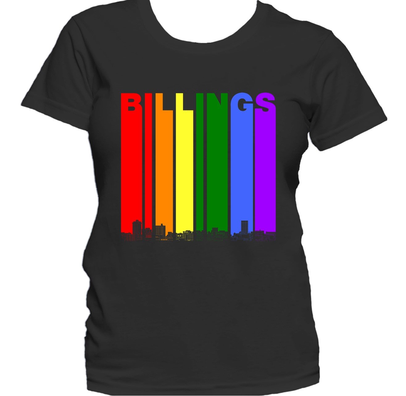 Billings Montana Skyline Rainbow LGBTQ Gay Pride Women's T-Shirt