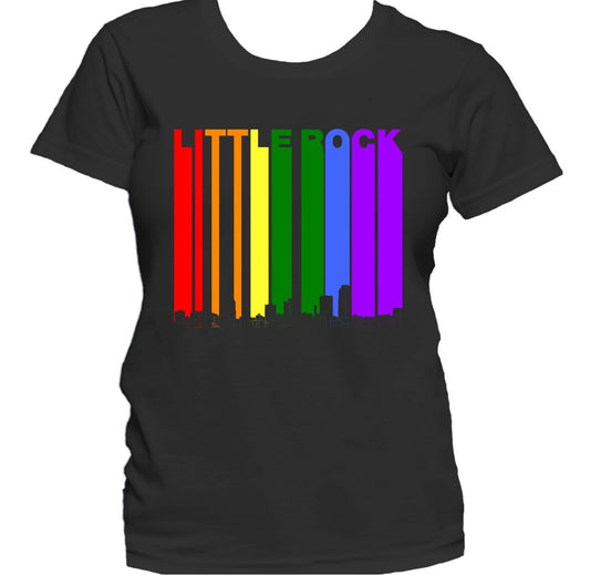 Little Rock Arkansas Skyline Rainbow LGBTQ Gay Pride Women's T-Shirt