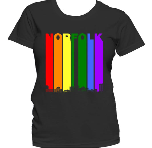 Norfolk Virginia Skyline Rainbow LGBTQ Gay Pride Women's T-Shirt