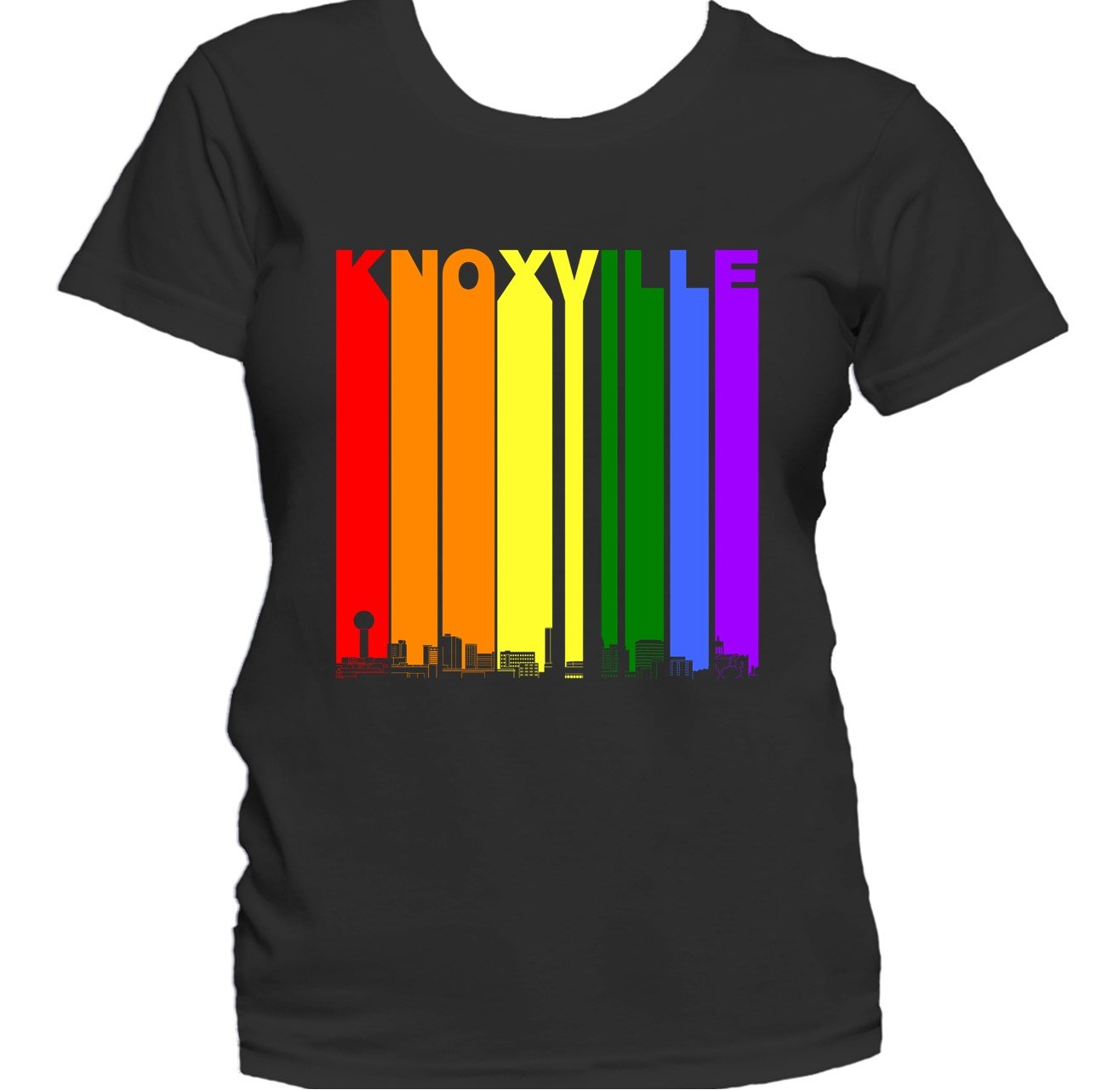 Knoxville Tennessee Skyline Rainbow LGBTQ Gay Pride Women's T-Shirt