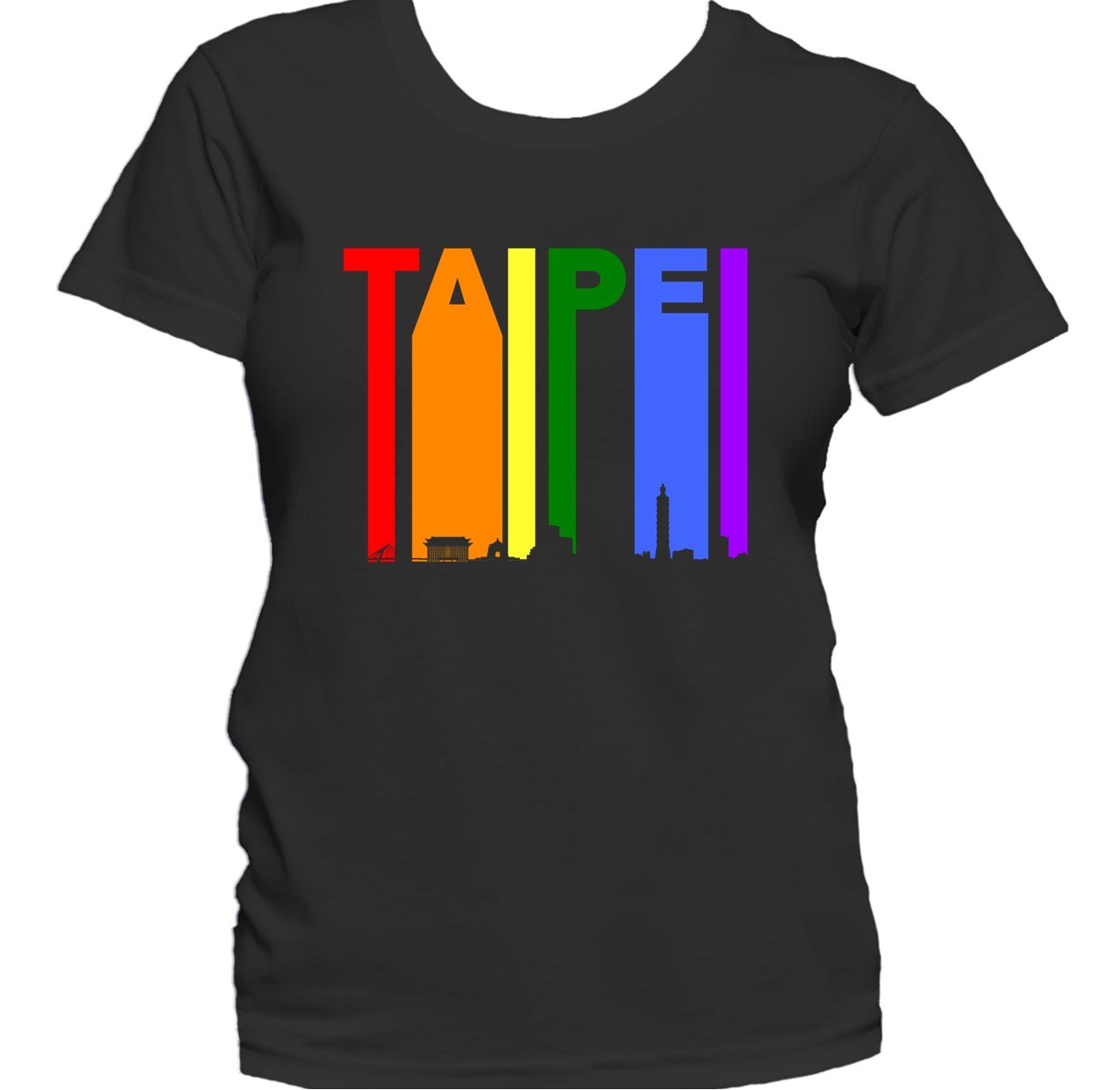 Taipei Taiwan Skyline Rainbow LGBTQ Gay Pride Women's T-Shirt