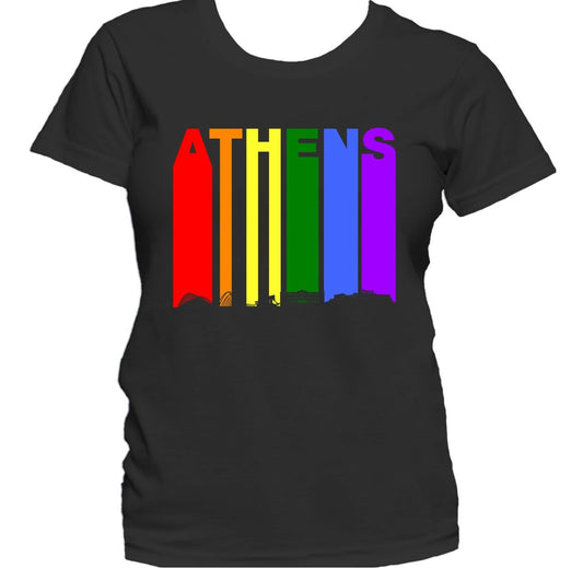 Athens Greece Skyline Rainbow LGBTQ Gay Pride Women's T-Shirt
