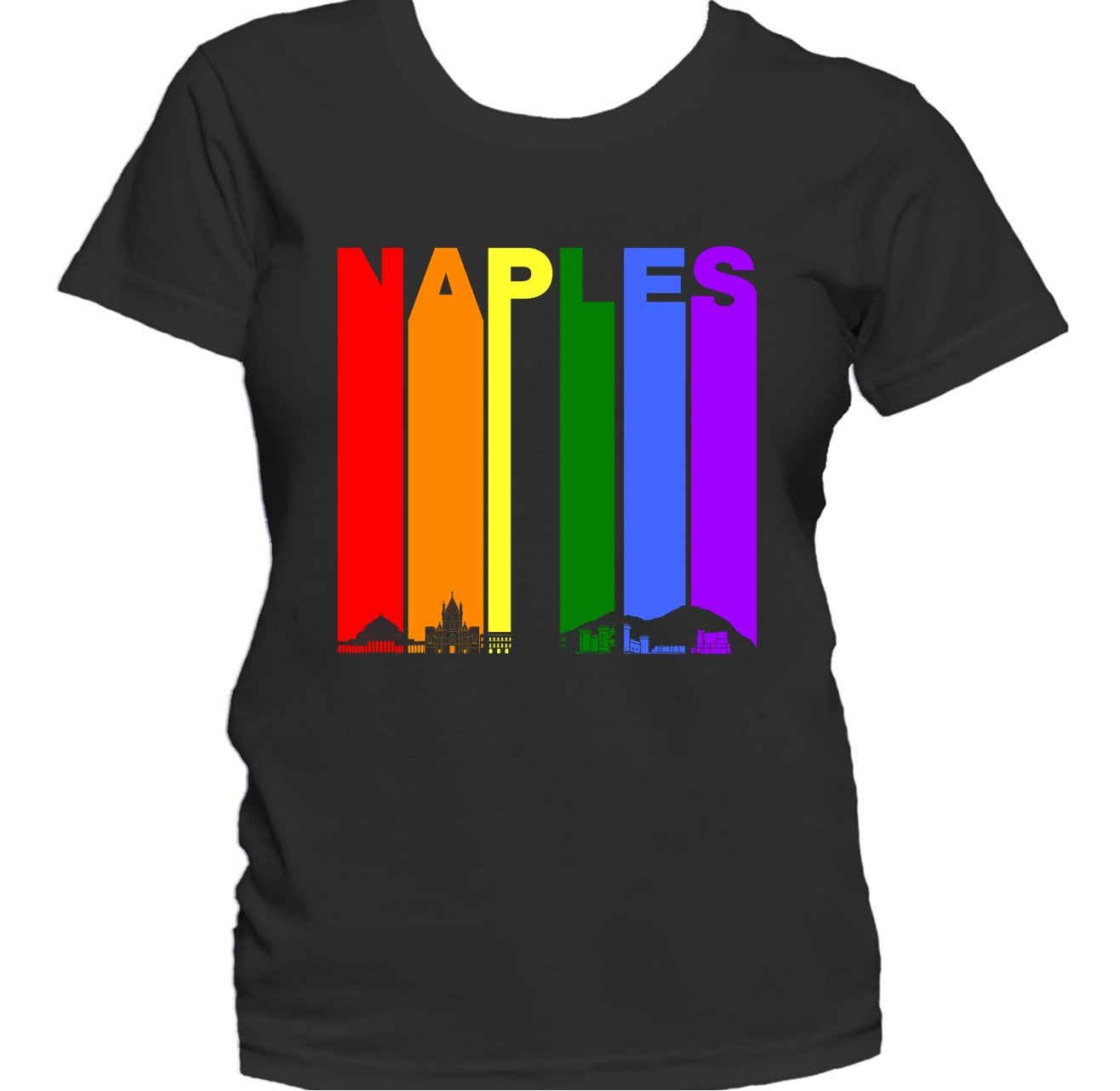 Naples Italy Skyline Rainbow LGBTQ Gay Pride Women's T-Shirt