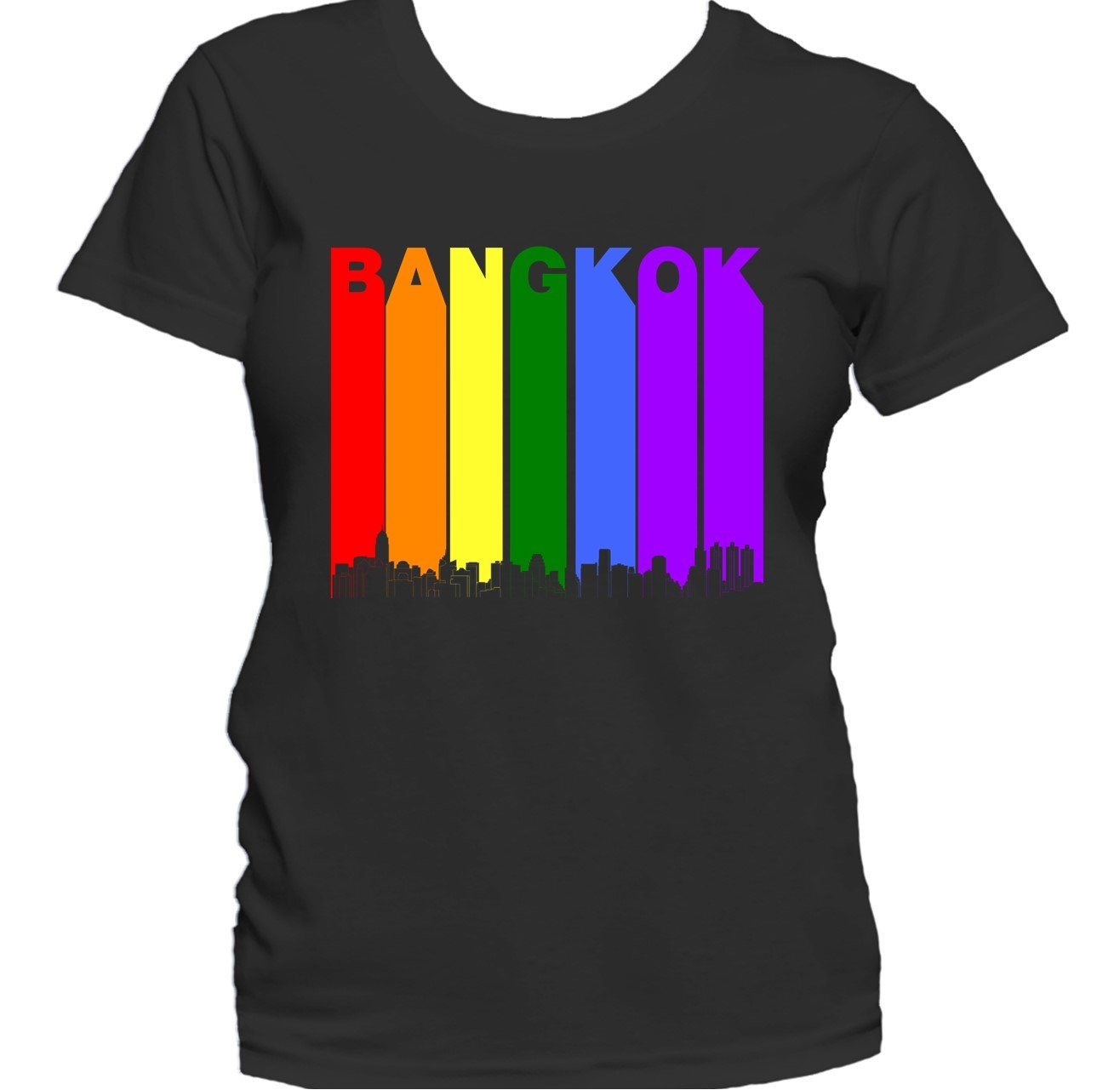 Bangkok Thailand Skyline Rainbow LGBTQ Gay Pride Women's T-Shirt