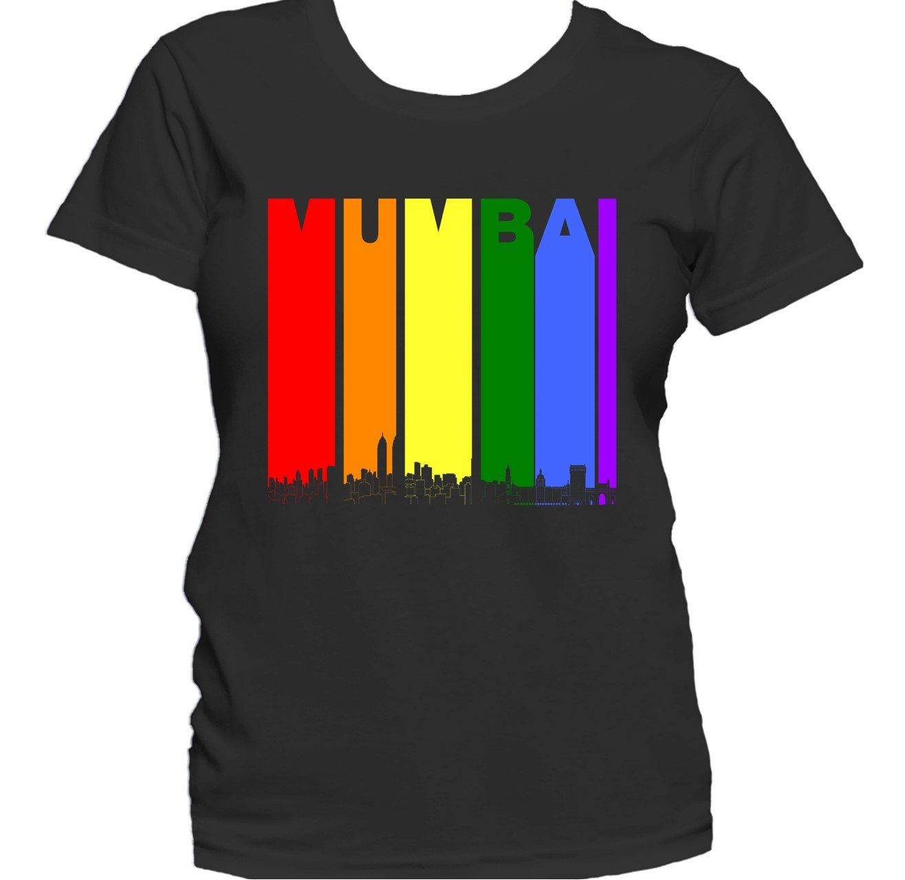 Mumbai India Skyline Rainbow LGBTQ Gay Pride Women's T-Shirt
