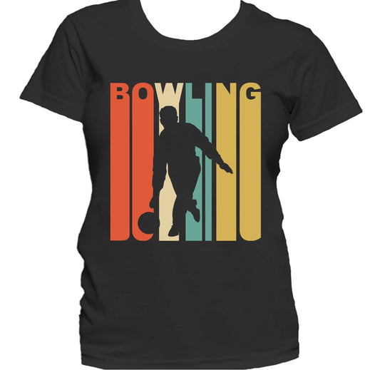 Retro 1970's Style Bowling Silhouette Retro Bowler Women's T-Shirt