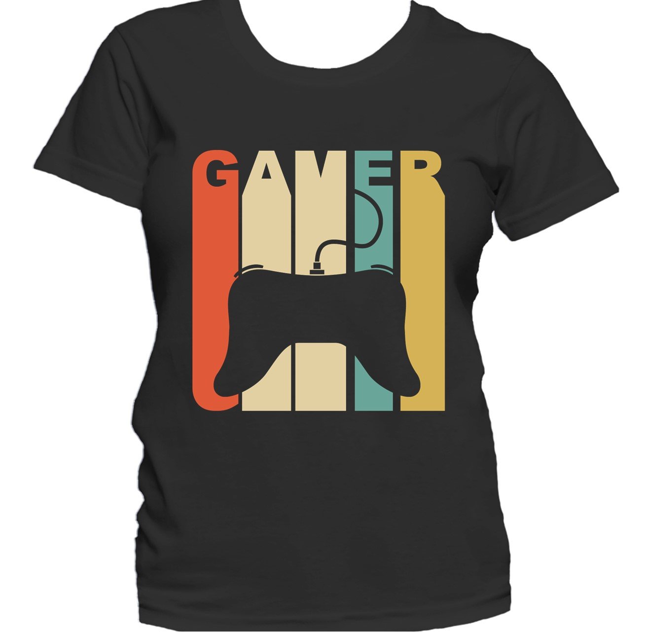 Retro 1970's Style Gamer Controller Silhouette Retro Gaming Women's T-Shirt