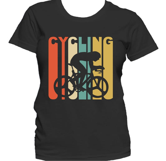 Retro 1970's Style Cyclist Silhouette Cycling Women's T-Shirt