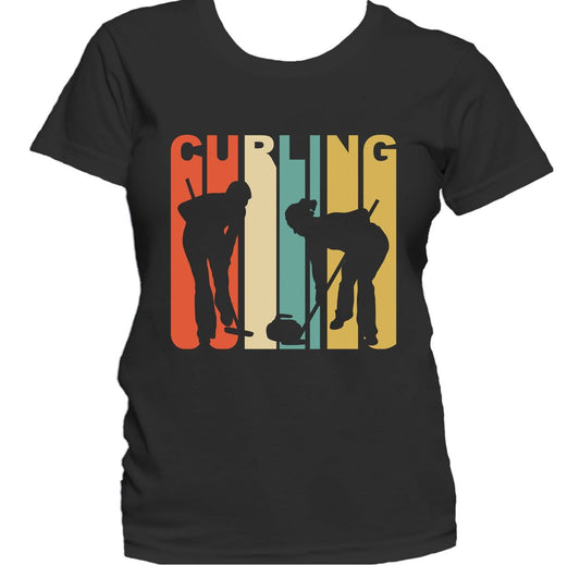 Retro 1970's Style Curlers Silhouette Curling Women's T-Shirt