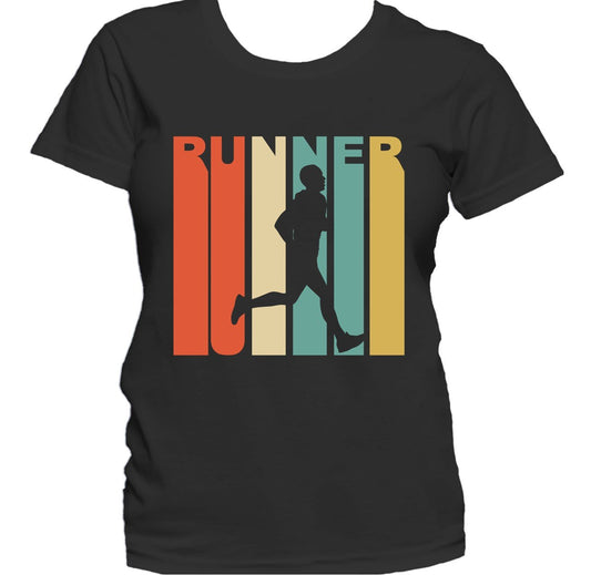 Retro 1970's Style Runner Silhouette Running Women's T-Shirt