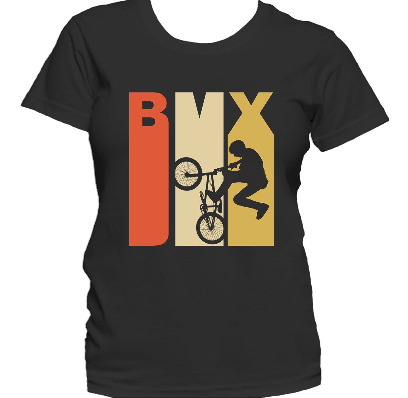 Retro 1970's Style BMX Silhouette Extreme Sports Women's T-Shirt