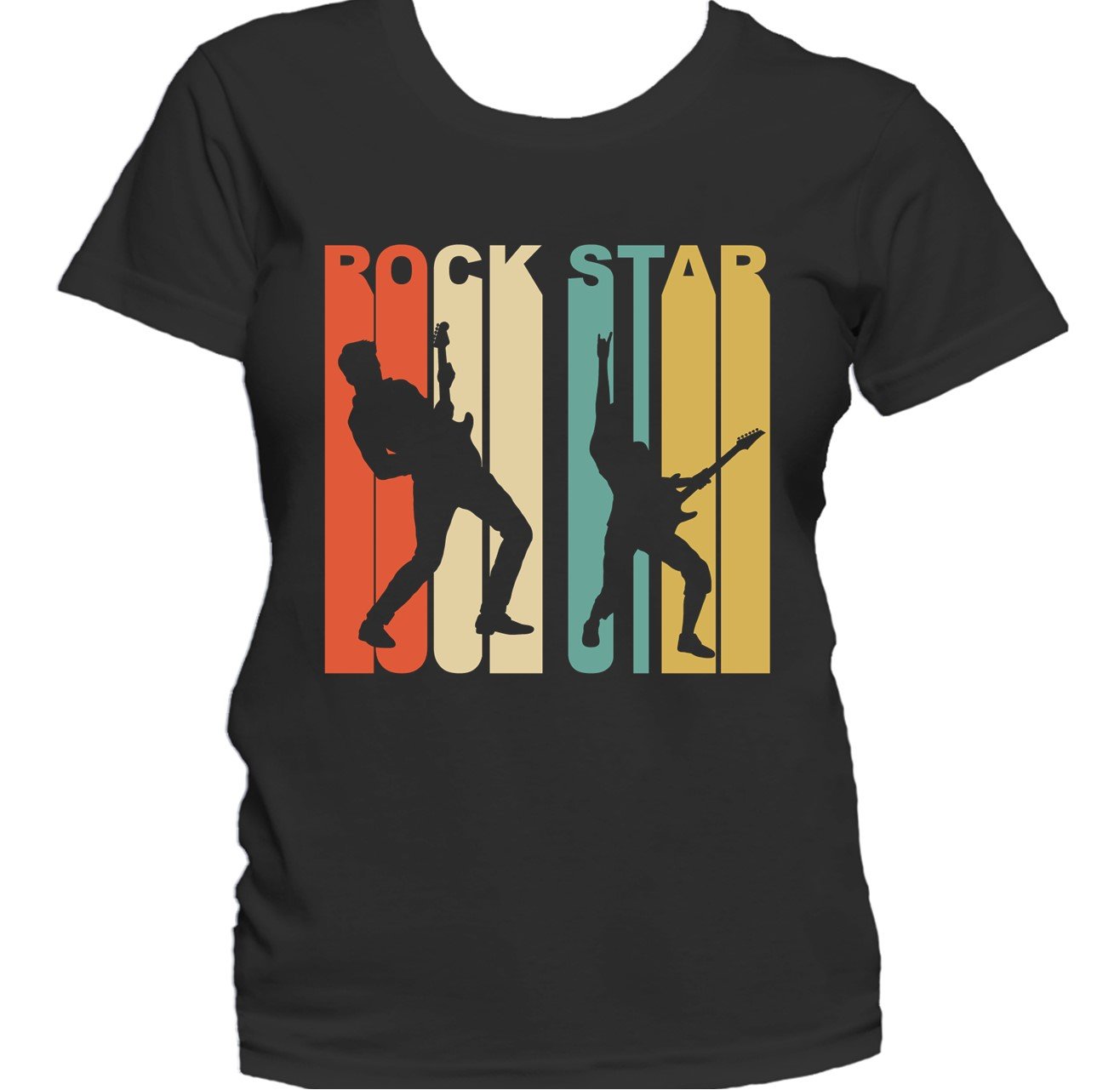 Retro 1970's Style Rock Star Silhouette Music Women's T-Shirt