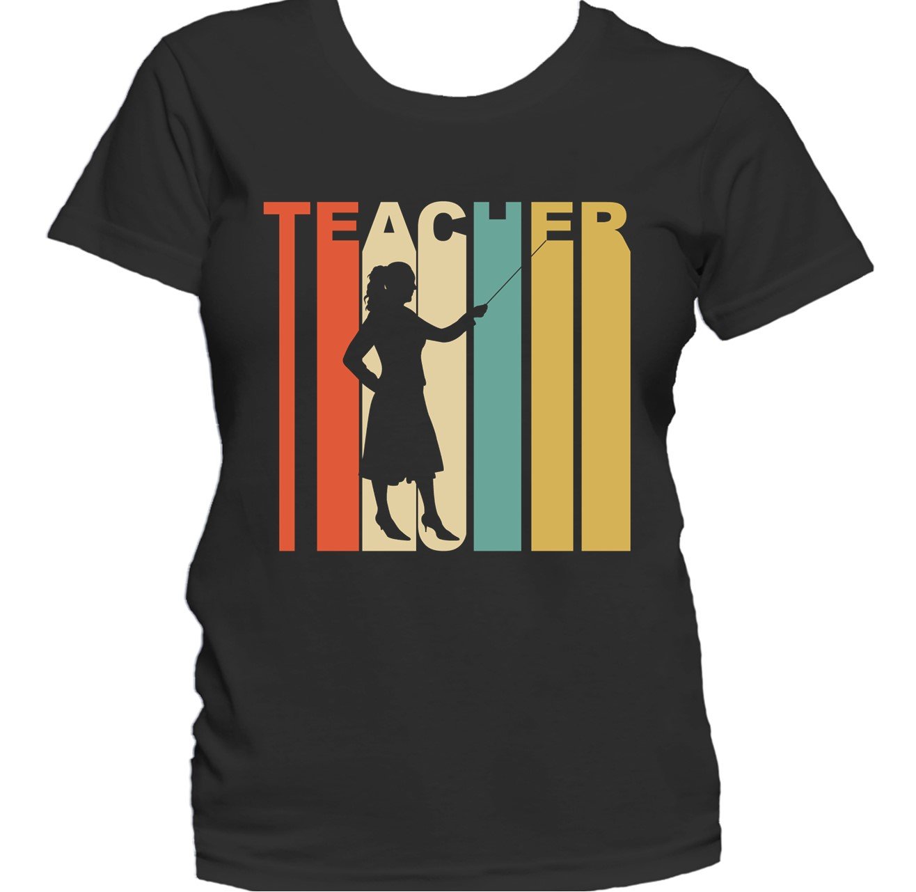 Retro 1970's Style Teacher Silhouette Teaching Women's T-Shirt