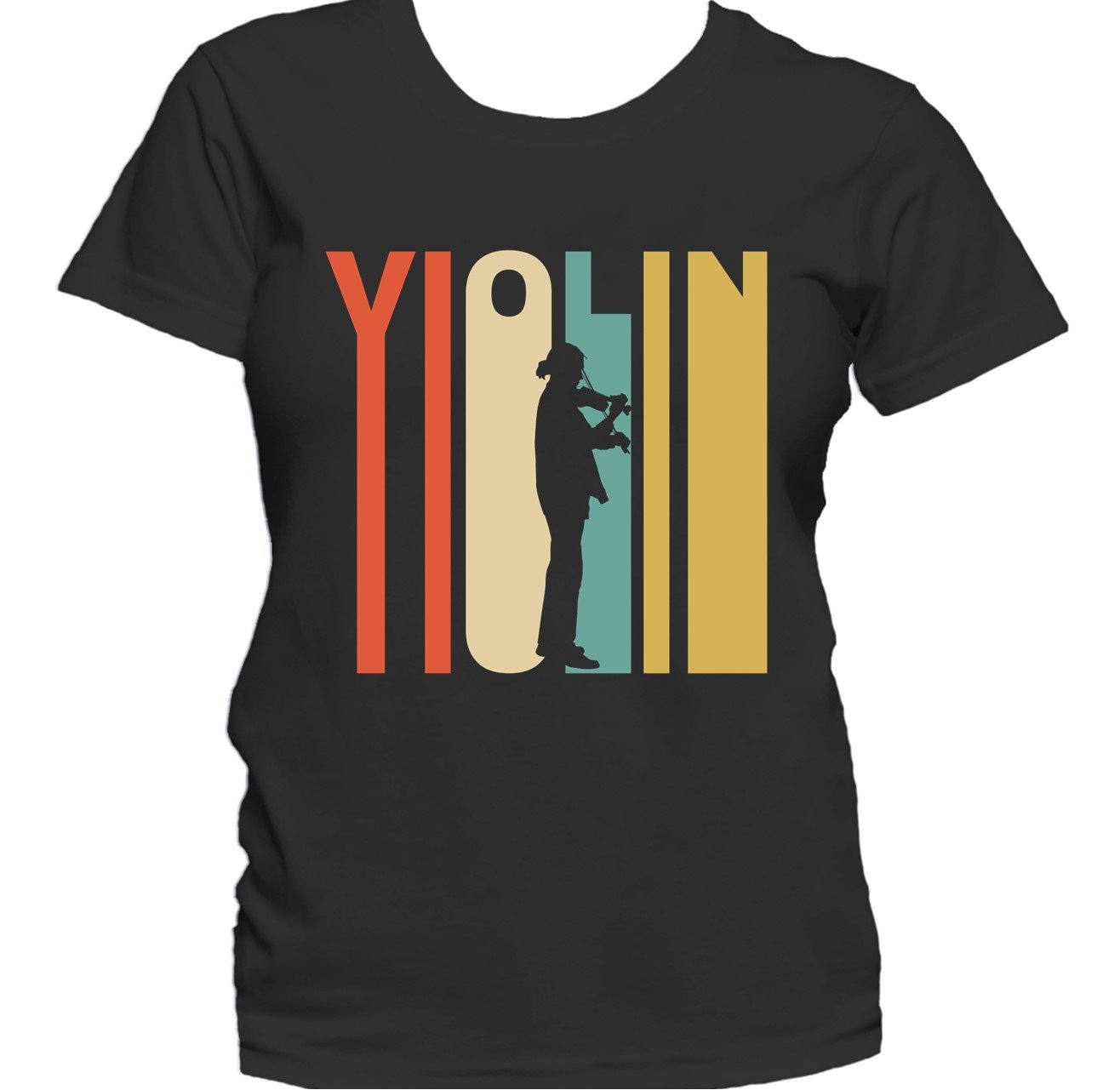 Retro 1970's Style Violin Player Silhouette Music Women's T-Shirt