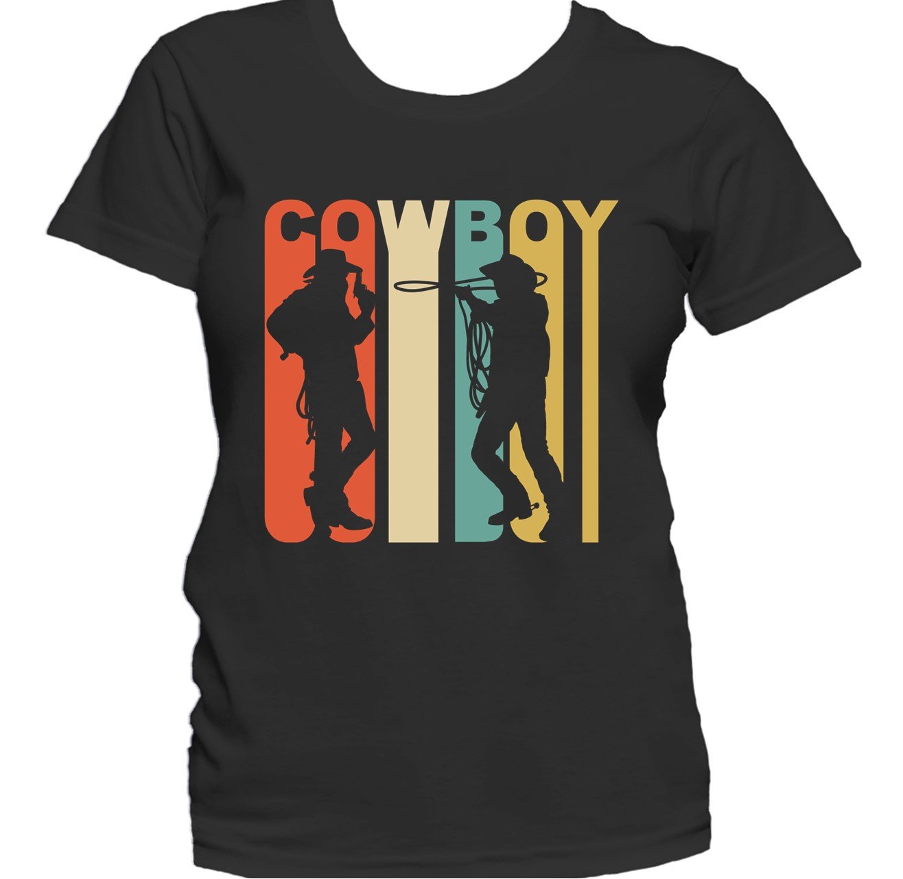 Retro 1970's Style Cowboy Silhouette Cowboy Women's T-Shirt
