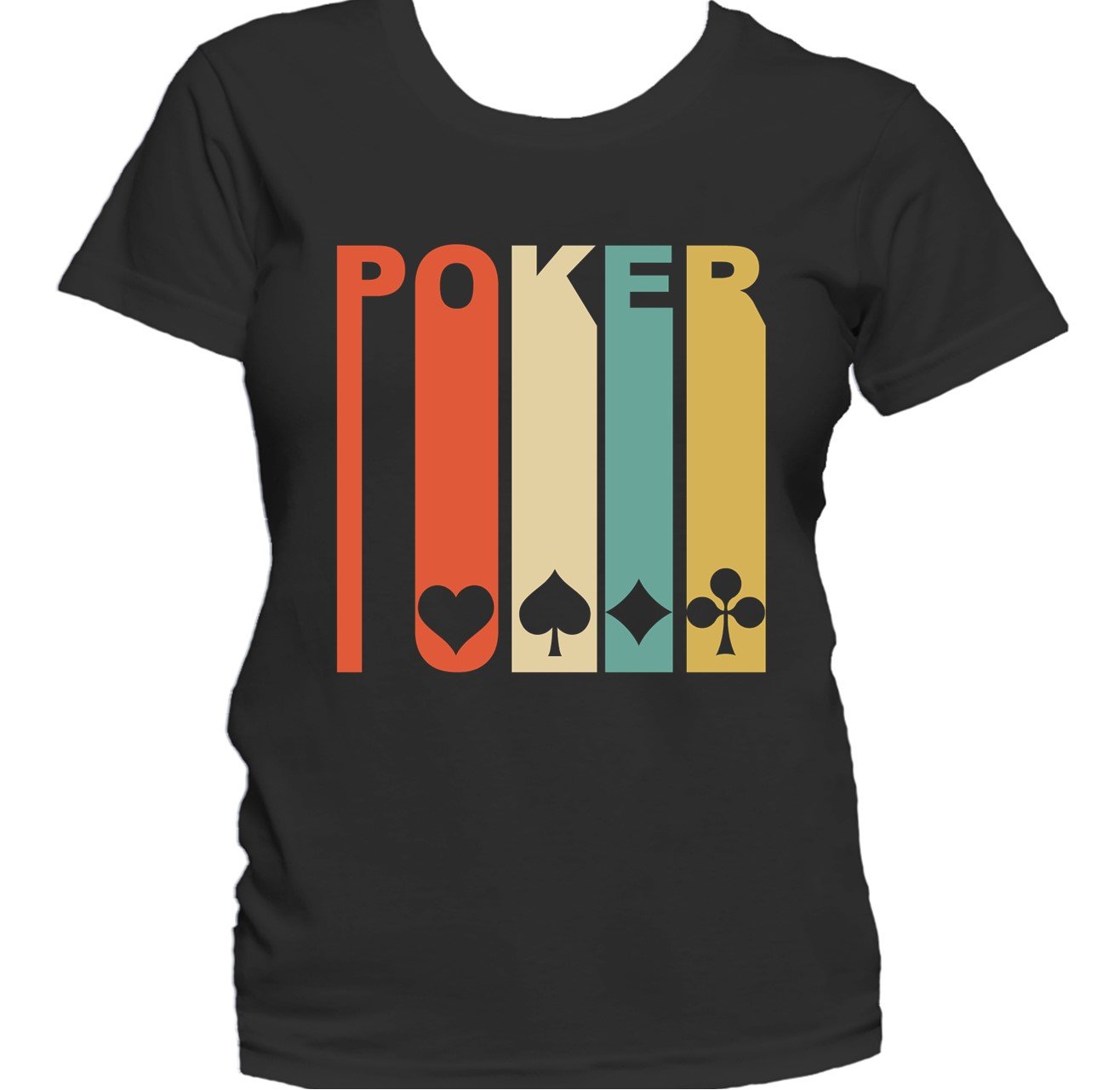 Retro 1970's Style Playing Card Suits Silhouette Poker Women's T-Shirt