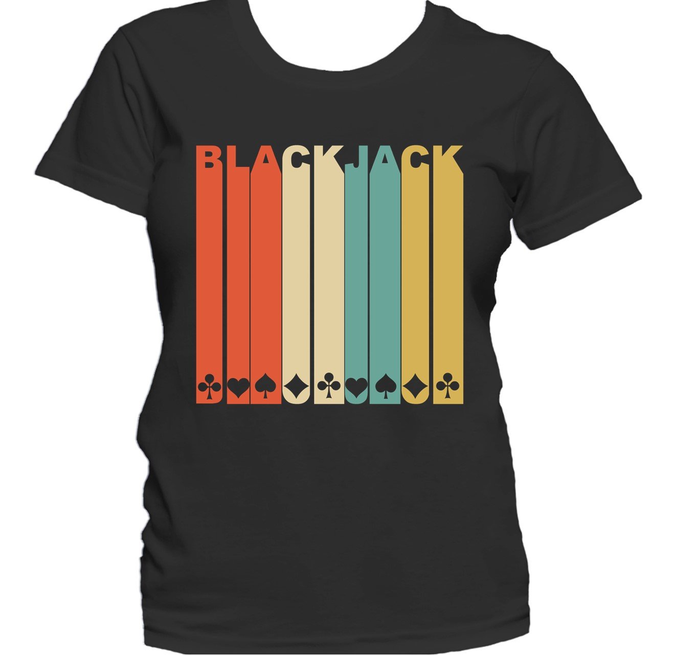 Retro 1970's Style Playing Card Suits Blackjack Women's T-Shirt