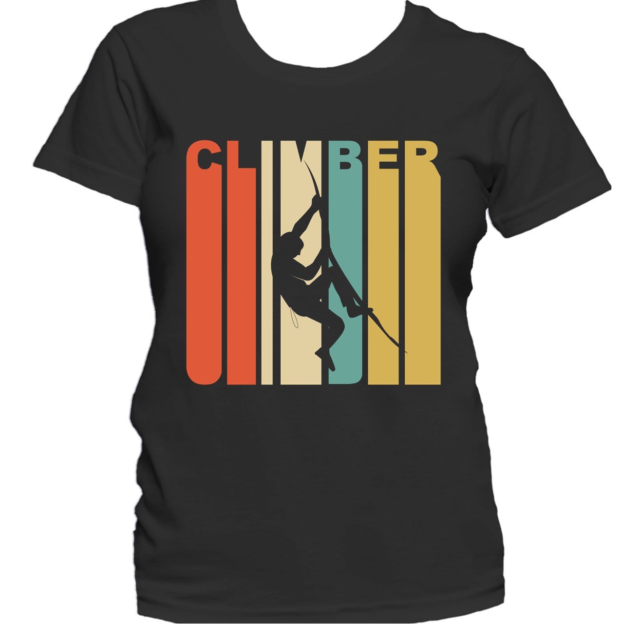Retro 1970's Style Rock Climber Silhouette Climbing Women's T-Shirt