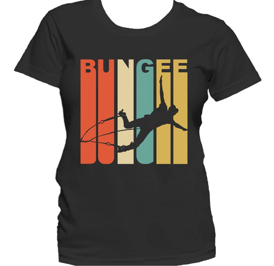 Retro 1970's Style Bungee Jumper Silhouette Jumping Women's T-Shirt