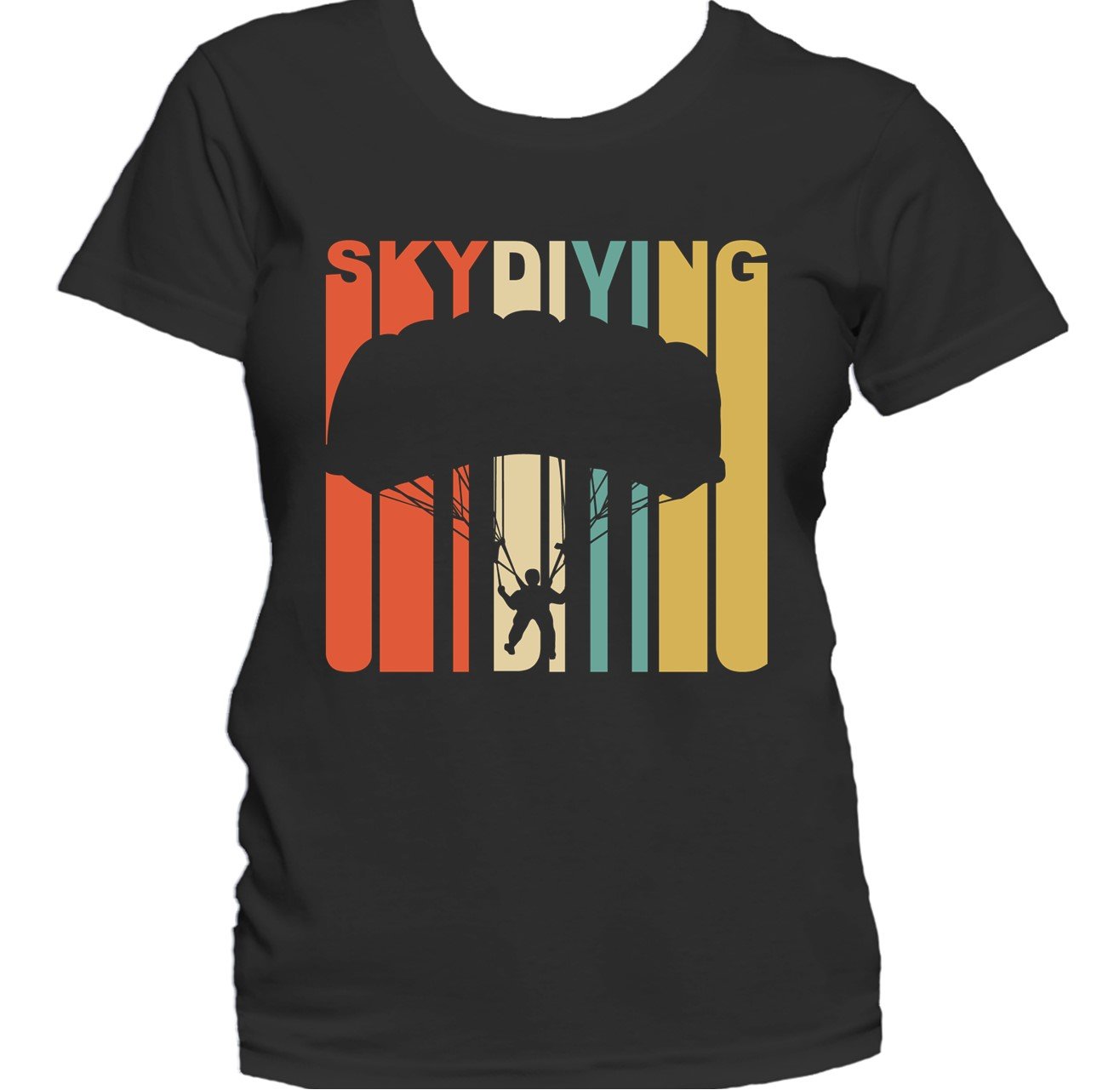 Retro 1970's Style Skydiver Silhouette Skydiving Women's T-Shirt