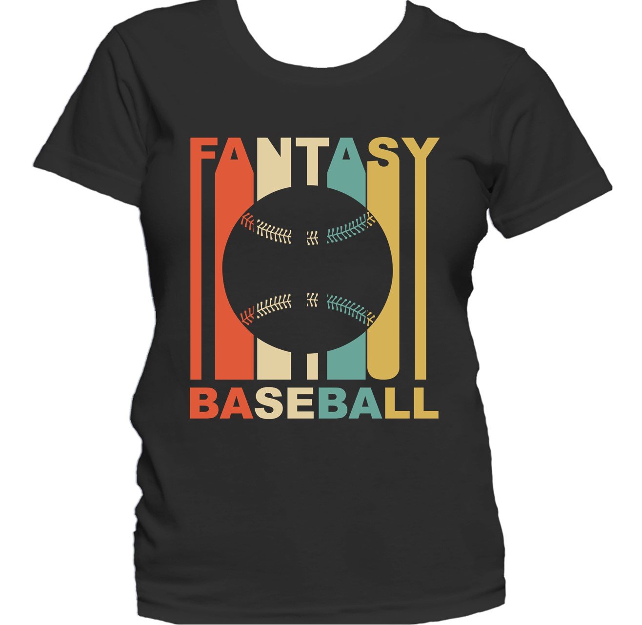 Retro 1970's Style Baseball Silhouette Fantasy Sports Women's T-Shirt