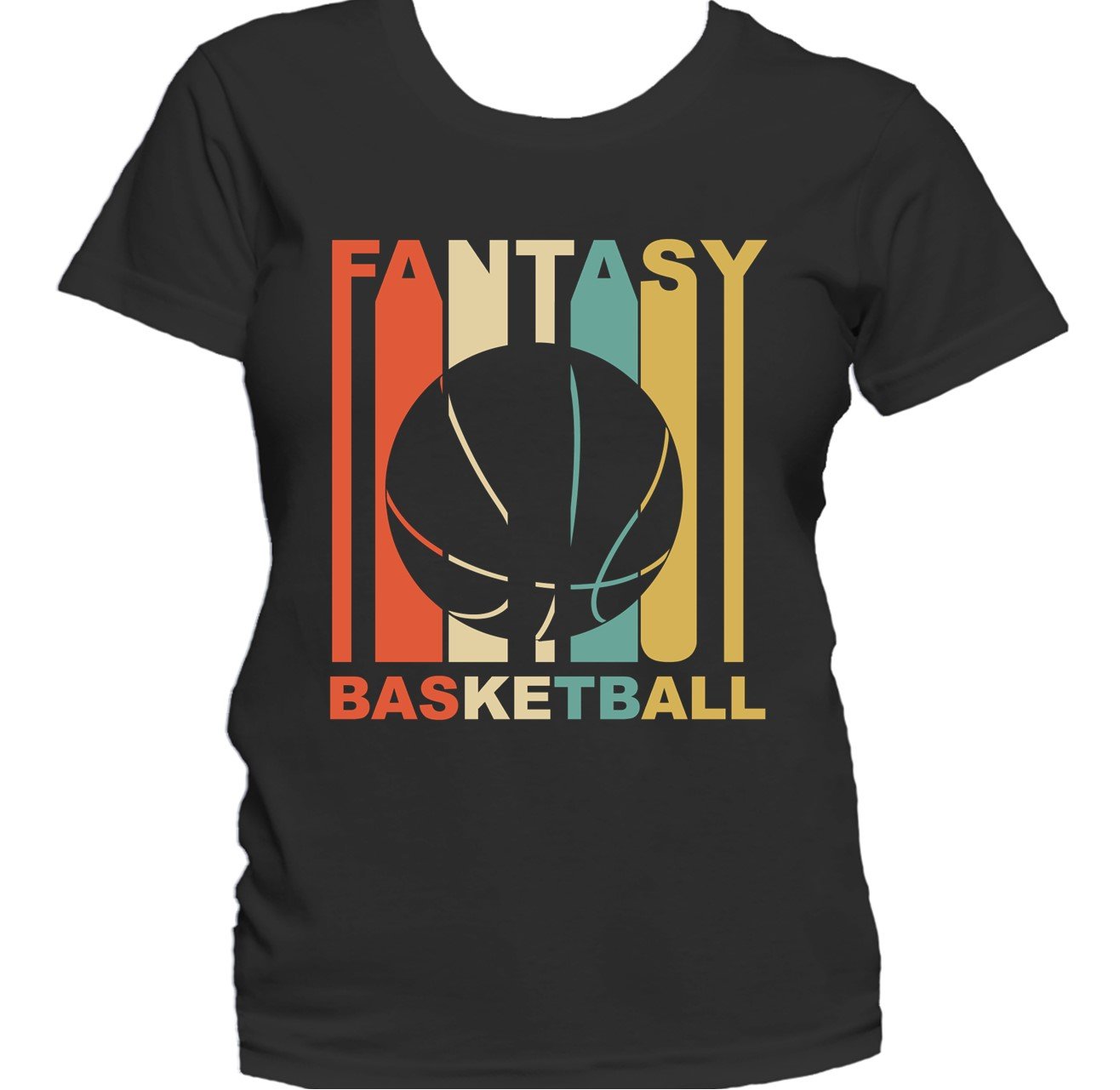Retro 1970's Style Basketball Silhouette Fantasy Sports Women's T-Shirt