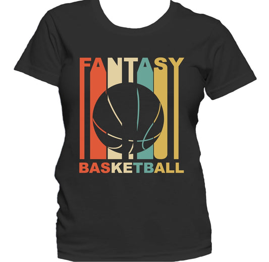 Retro 1970's Style Basketball Silhouette Fantasy Sports Women's T-Shirt