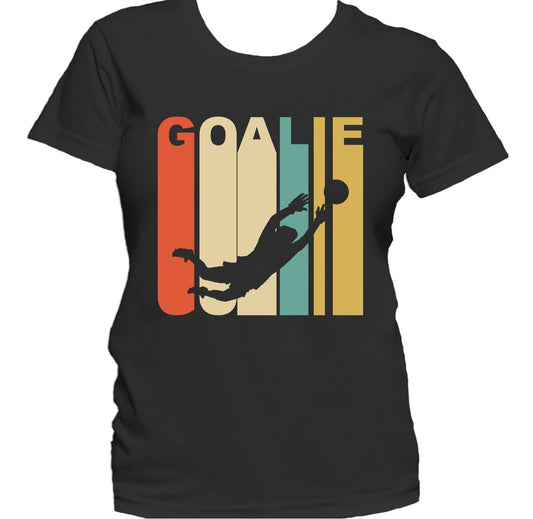 Retro 1970's Style Soccer Goalie Silhouette Sports Women's T-Shirt