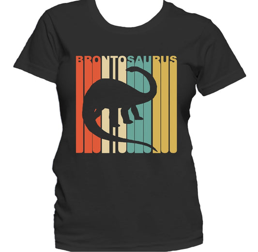 Retro 1970's Style Dinosaur Silhouette Brontosaurus Women's T-Shirt
