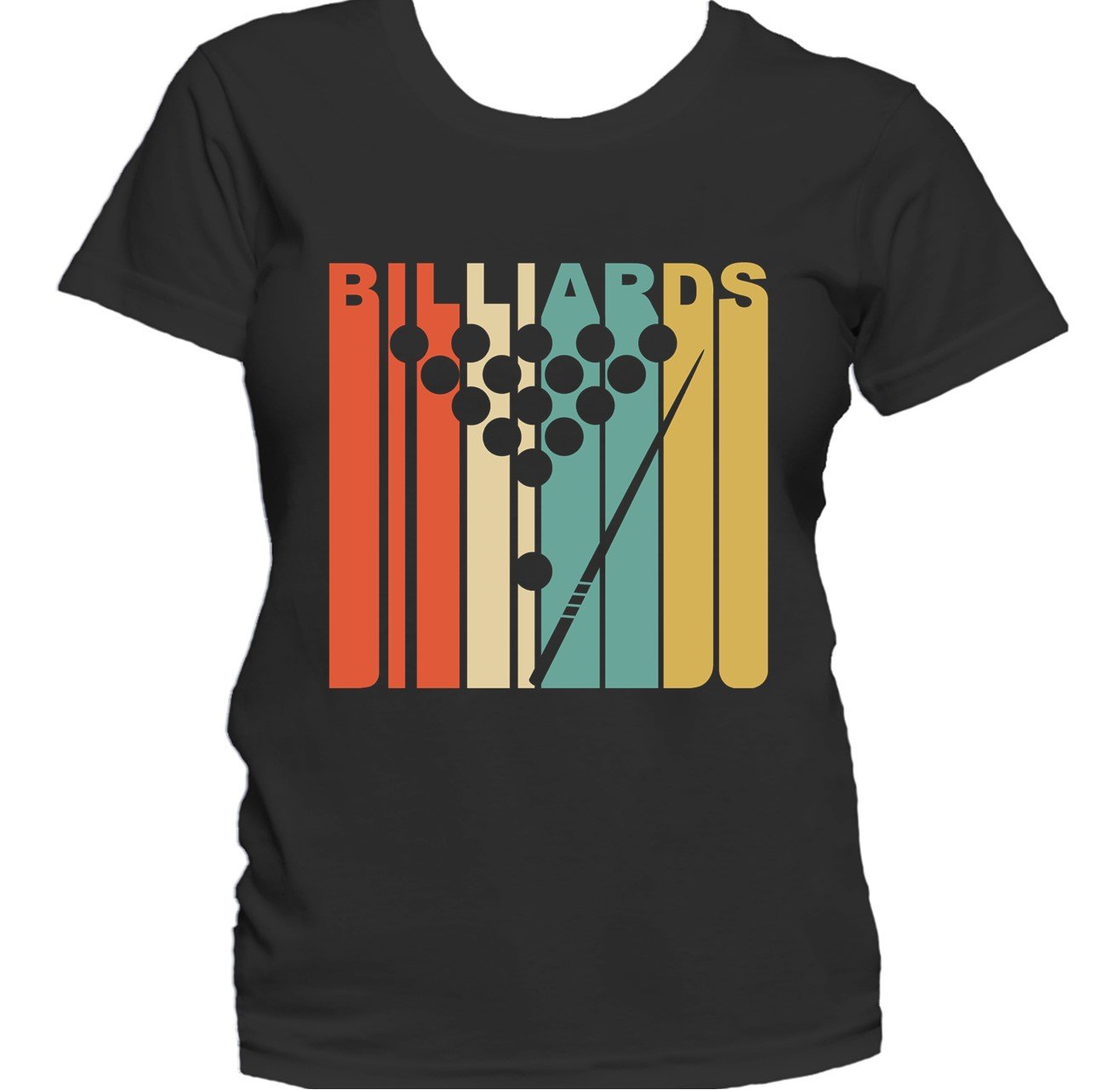 Retro 1970's Style Billiards Balls Silhouette Retro Pool Women's T-Shirt