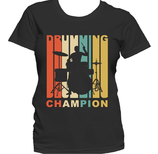 Retro 1970's Style Drumming Champion Retro Drummer Women's T-Shirt