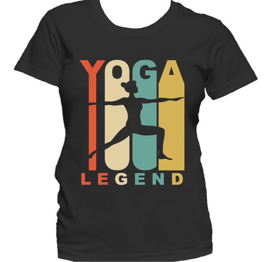 Retro 1970's Style Yoga Legend Warrior Two Yoga Pose Women's T-Shirt