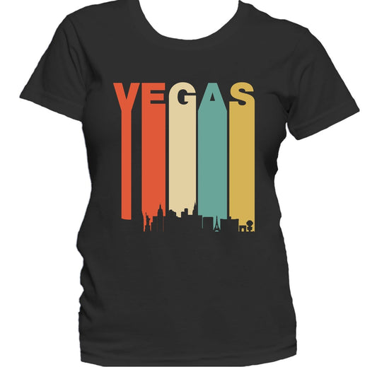 Retro 1970's Style Las Vegas Nevada Cityscape Downtown Skyline Women's T-Shirt