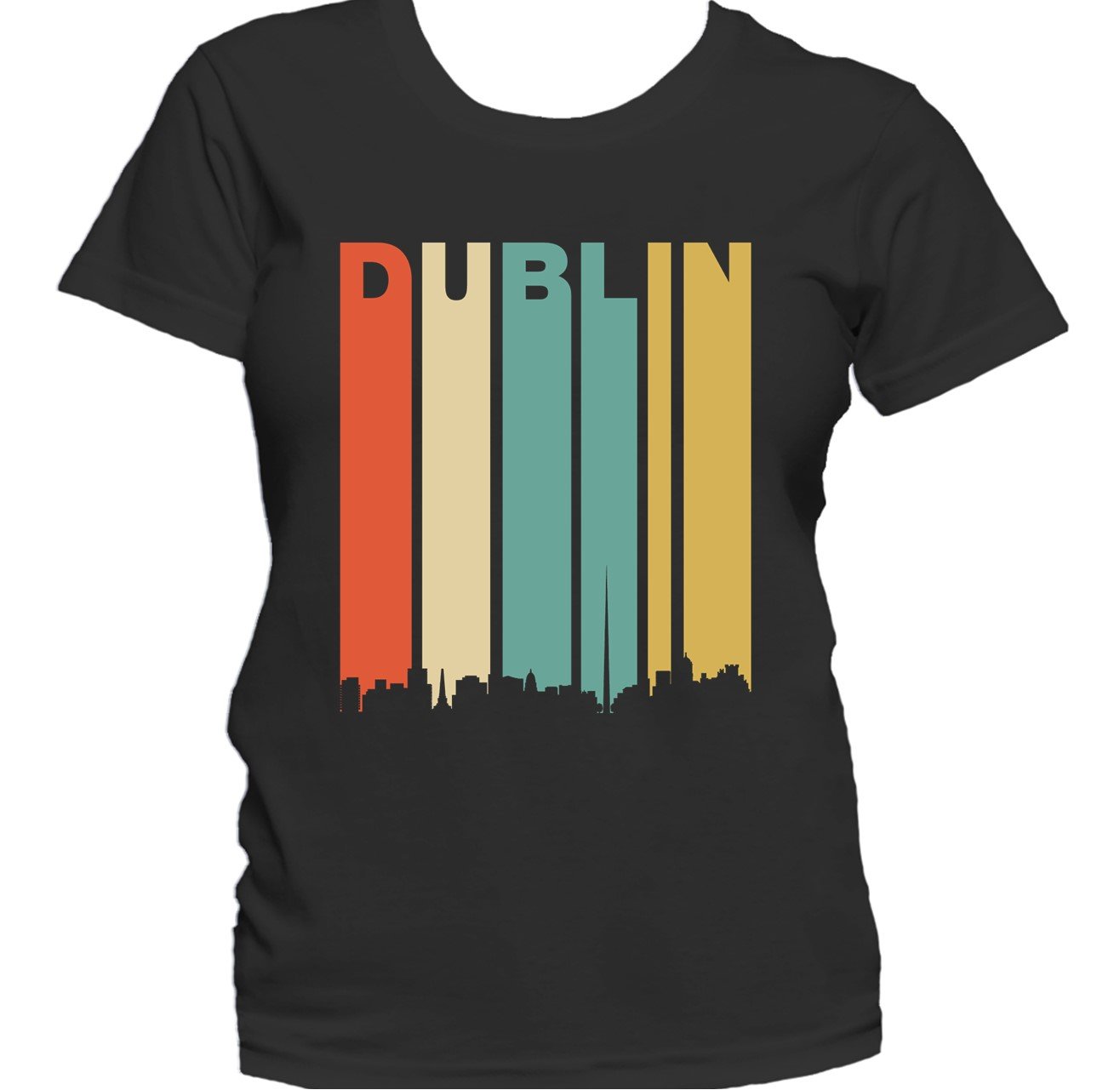 Retro 1970's Style Dublin Ireland Cityscape Downtown Skyline Women's T-Shirt